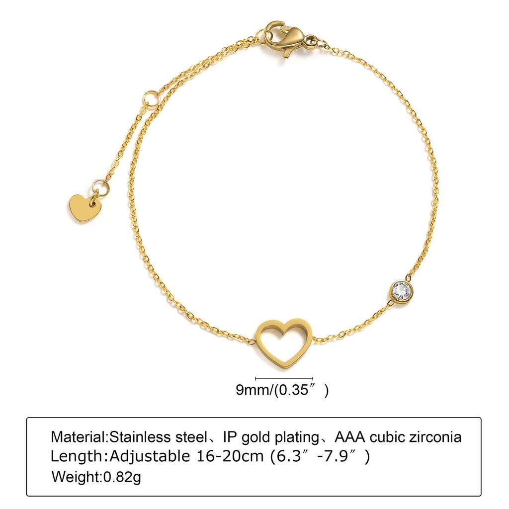 Jewelry, Stainless Steel Zircon Adjustable Bracelet 18K Gold Women'S Jewelry