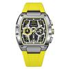 Multifunction Quartz Watches Mens Large Dial Fashion Tonneau Chronograph Watch Sports Silicone Strap,Date,Luminous