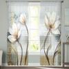 Vintage tulpaner Blommor Fjärilar Sovrum Transparent skira Gardiner Semesterdekoration Fönster Voile Tyll Gardin