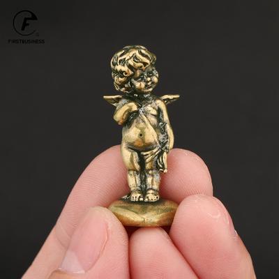 Retro Miedziany Bóg Miłości Kupidyn Statua Małe Ozdoby Mosiężne Figurki Aniołów Dekoracje Pulpitu Akcesoria Wystrój Domu do Pokoju