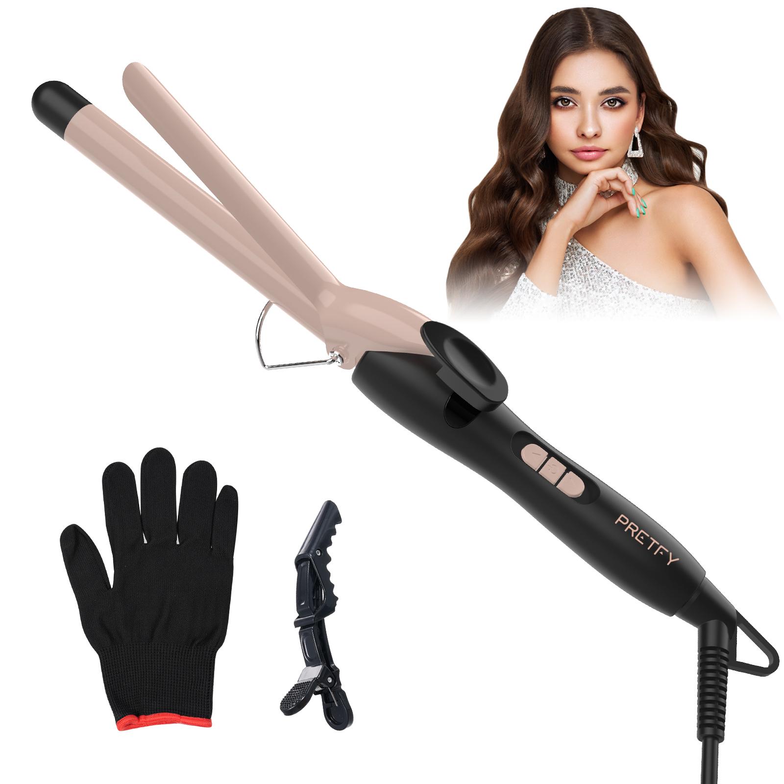 

Щипцы для завивки Pretfy, бигуди для волос диаметром 19 мм. Маленькие щипцы для завивки. Регулируемая температура от 60 до 220 градусов C. EU Plug розового золота