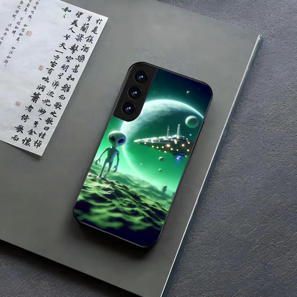 UFO Alien Phone Case For Samsung S24, S25 22,30,Note20,Ultra,Lite,Ultra5G,Plus,FE Black Cover