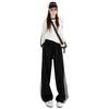 Women's Loose-Fit Striped Sweatpants Autumn Winter Casual High Waist Slim Straight-Leg Pants  Elastic Bunded Feet Bottoms