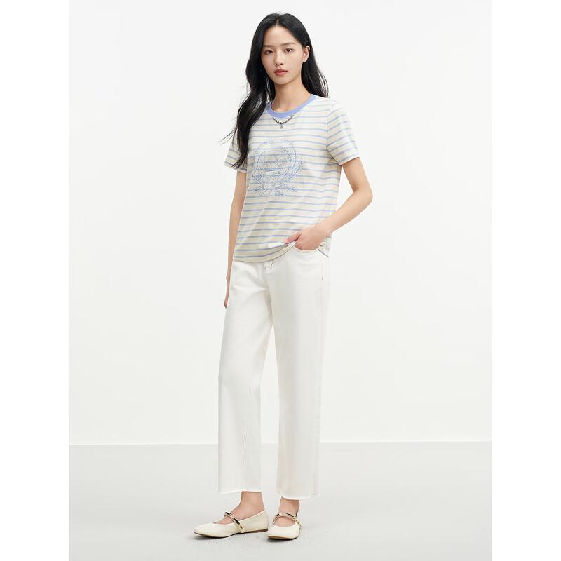 JUZUI Women's Nautical Striped Cotton T-Shirt