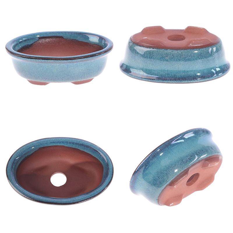 Chinese Bonsai Flowerpot with Holes Mini Ceramic Bonsai Succulent Plants Pot Planter for Home Garden Decor