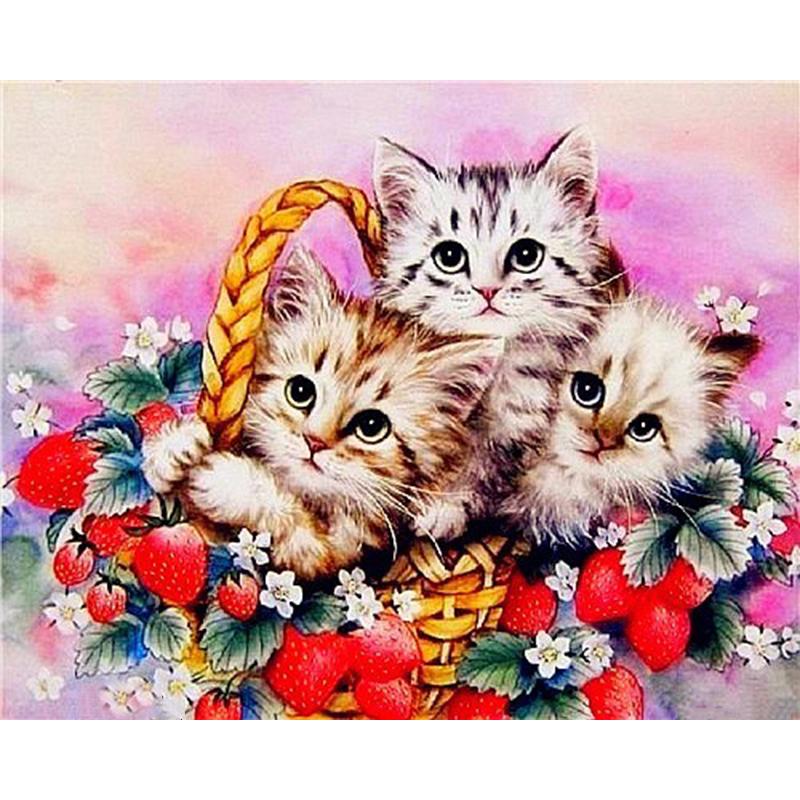 DIY Cat 5D Diamond Painting Full Round Drill Resin Animal Diamond Embroidery Cross Stitch Mosaic Kits Wall Art Home Decor Gift