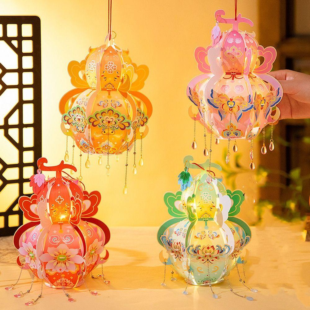 PVC Handheld Gourd Lantern Chinese Style Antique Lantern Portable Gourd Lantern  School Project