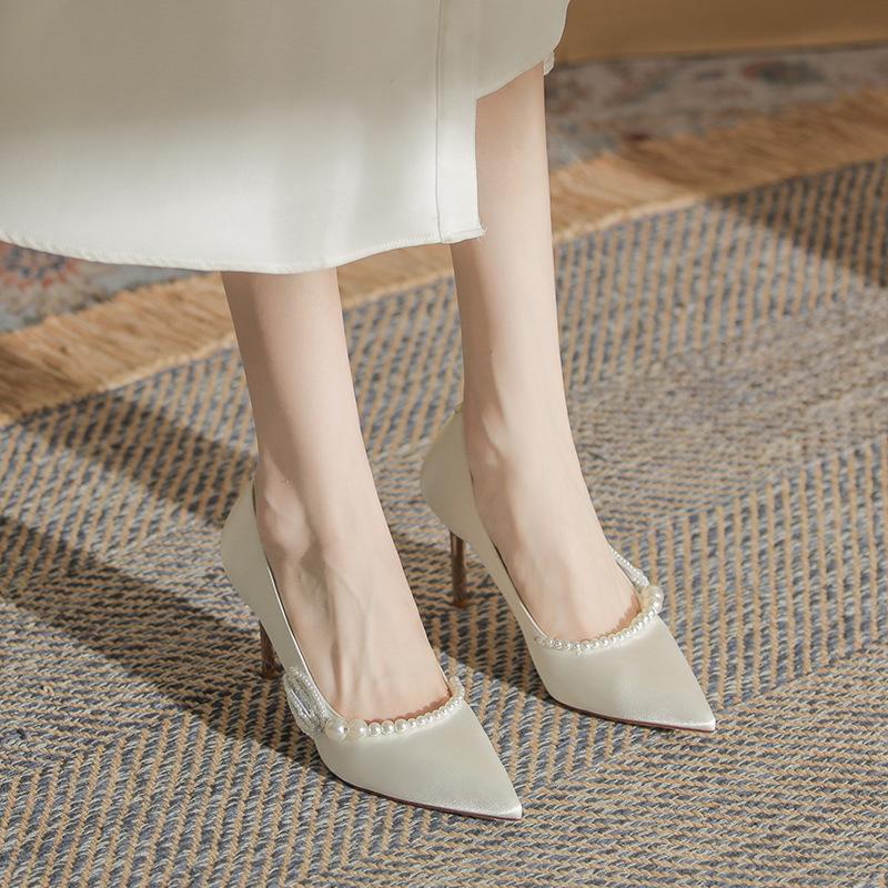 

6681-48 Нишевый дизайн туфли на высоком каблуке свадебные туфли невесты платье цисюх острый носок женская шпилька 34