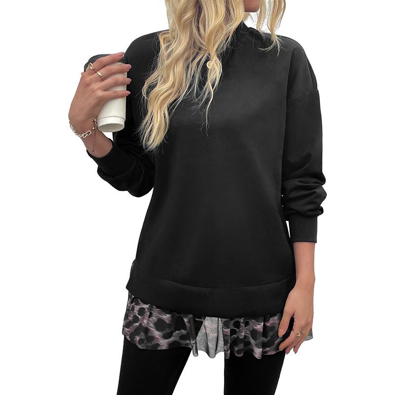 Yiyi 2025 Autumn/Winter Women's Color Block Round Neck Hoodie