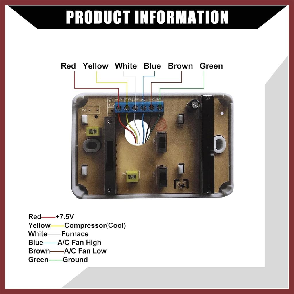 RV Analog Control Heating/Cooling Thermostat Kit for for Campers Motorhome/for Duo-Therm Thermostat RV Analog Control / 40-90°F Temp on A/C and