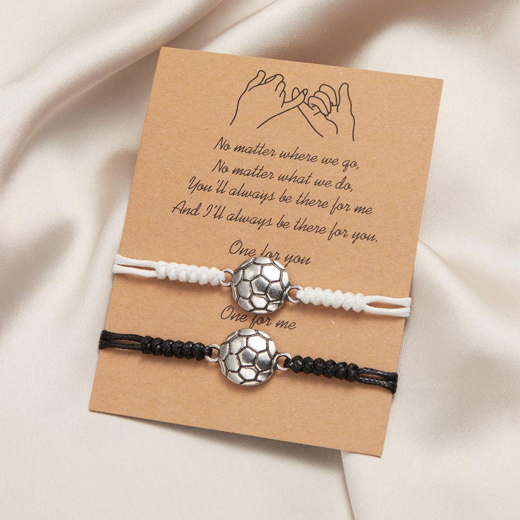 2Pcs/set Volleyball Football Basketball Tennis Couple Bracelet Women Handmade Black White Rope Braided Sport Bracelet Jewelry