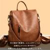 Lopis Stylish Functional PU Leather Shoulder Bag Women's Backpack, Lightweight, Waterproof, Anti-theft, (Brown)