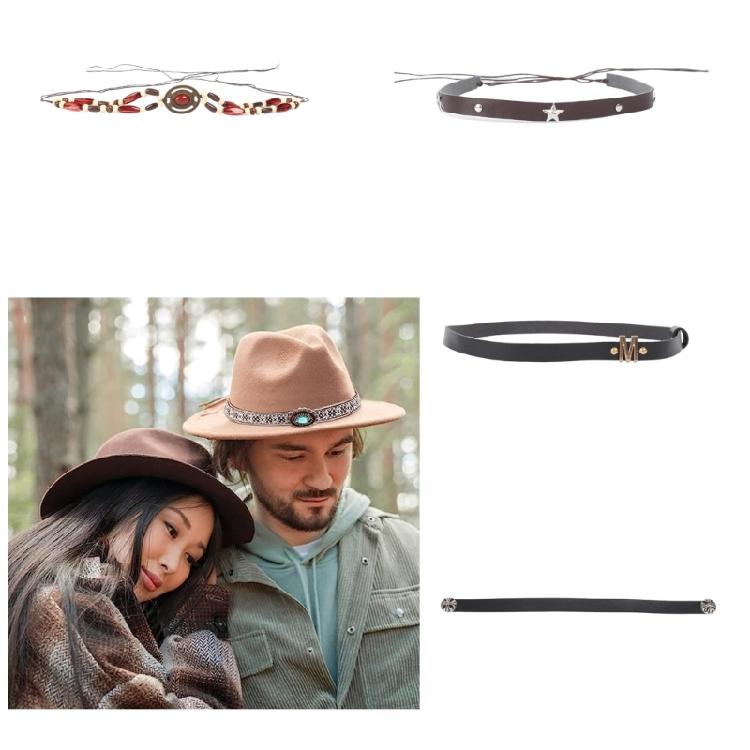 Fedora Cowboy Hat Accessories Braided Hat Belt Panamas Hatband Western CowboyHat