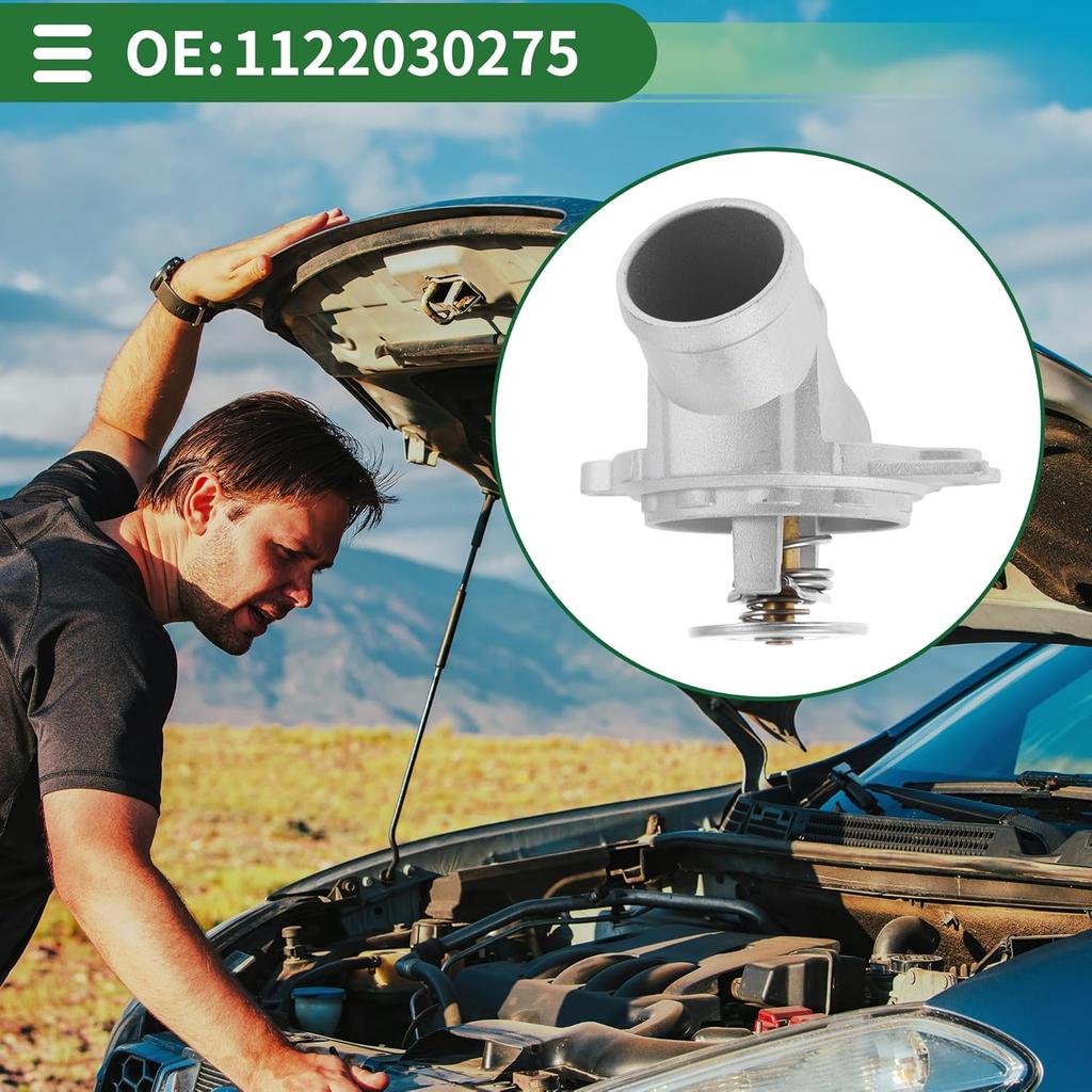 Motoforti Car Thermostat Engine Coolant Thermostat Housing Assembly for Mercedes-Benz C240 E320 E500 Aluminum Alloy No.1122030275