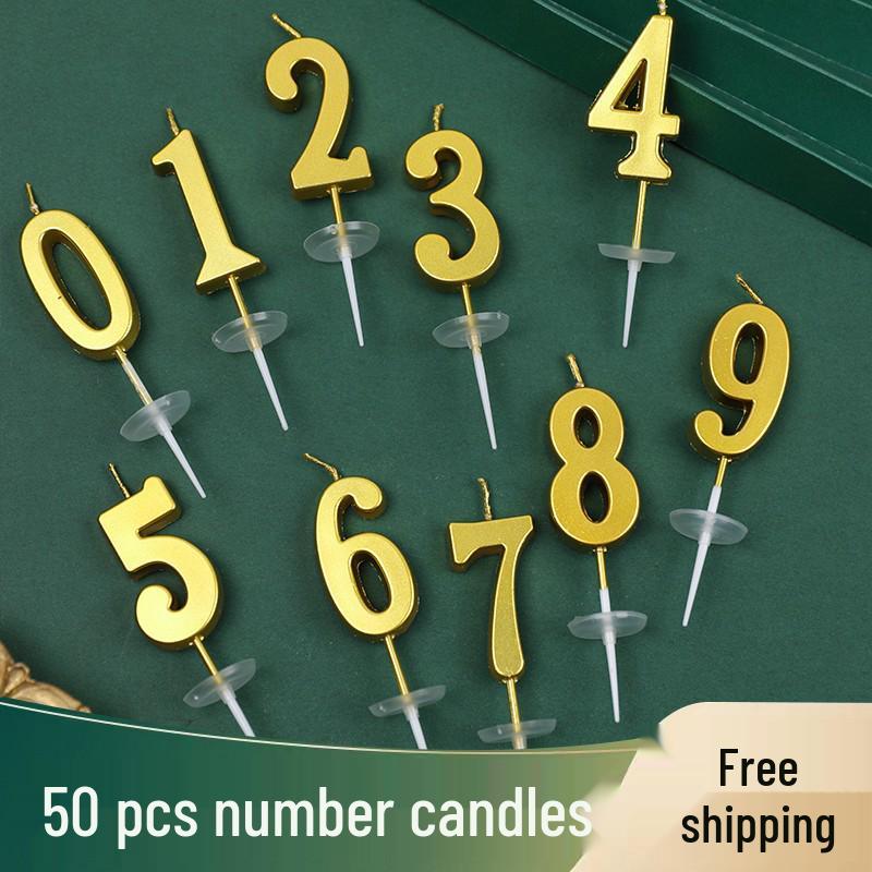 50 Gold Number Cartoon Candles for Children s Birthday Cake Decorations Gold Number 5 - 20pcs