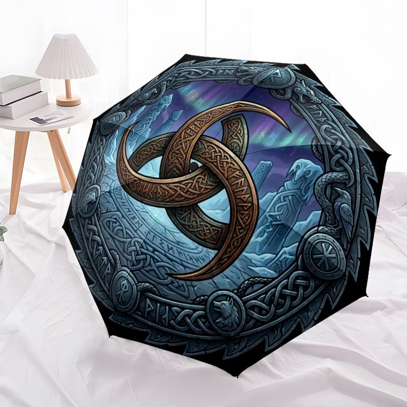 Symbolic Artwork Pattern Umbrella, Portable and Foldable Design, 8 Ribs, a Casual Accessory for Halloween, Christmas, and Birthday Gifts.