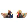 1 Pair Wooden Mandarin Ducks Figurine Colorful Love Birds Duck Statue Handmade Decorative Sculpture