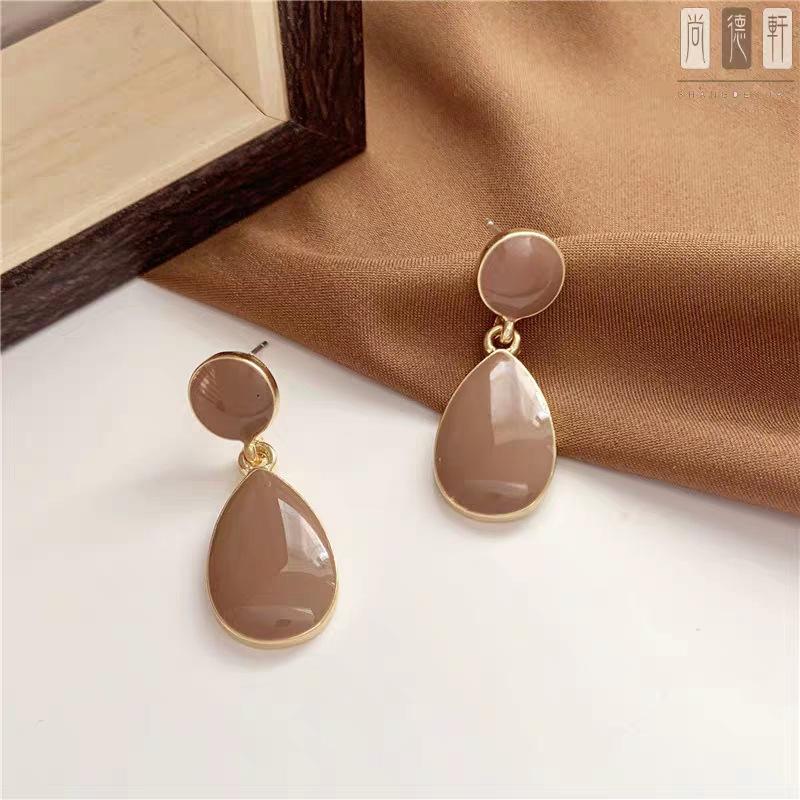 Vintage Red Green Enamel Water Drop Earrings For Women Piercing Ear Jewelry Korean Female Hanging Earring Lovely kolczyki Gift