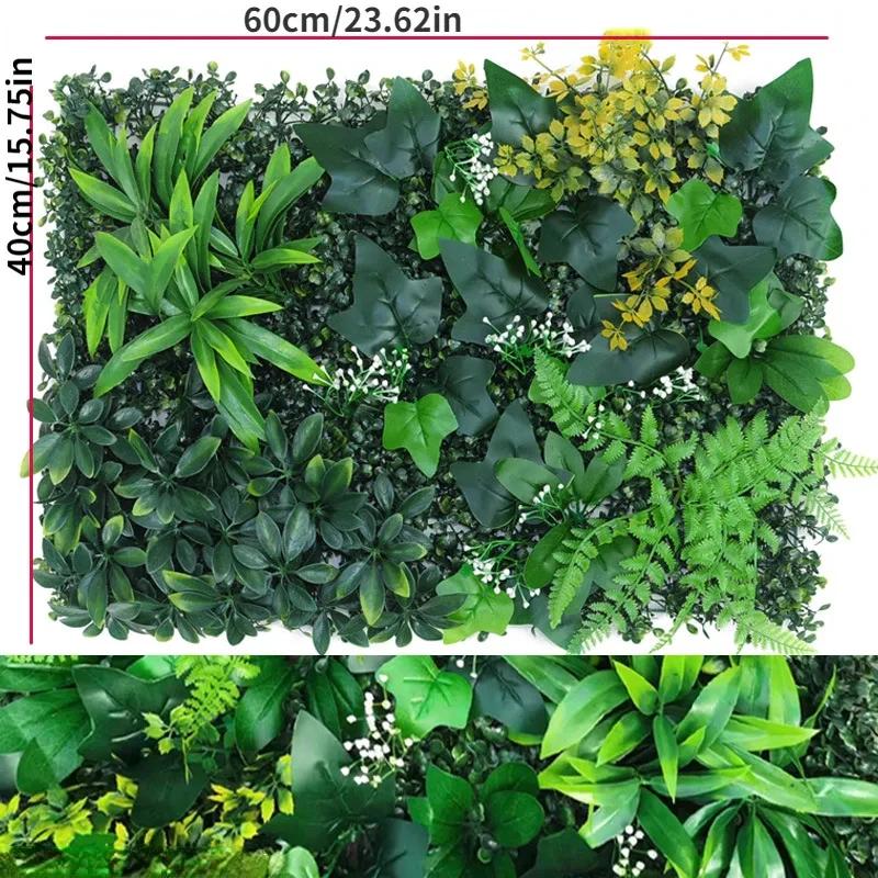 

40x60cm Artificial Plants Grass Wall Panel Evergreen Leaves Boxwood Hedge Panels For Outdoor Home Garden Balcony Lawn Decoration