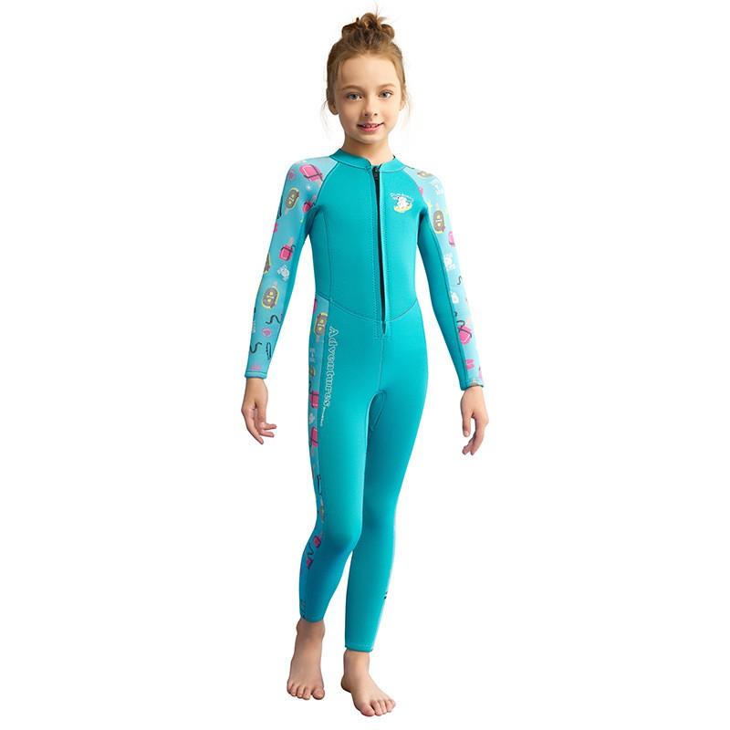 

Children s Warm Swimming Suit 1.5MM Girls diving Long-sleeved Cold-proof Snorkeling Surfing Jellyfish XL синий