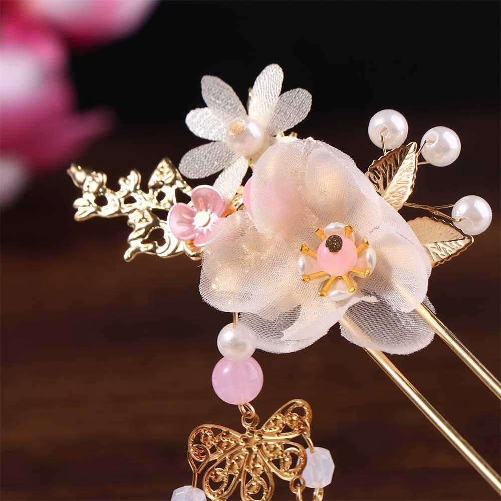 Hairpins Handmade Fashion Chinese Tassel Flower Headwear Sets Hair Comb Hanfu Hair Stick Earrings