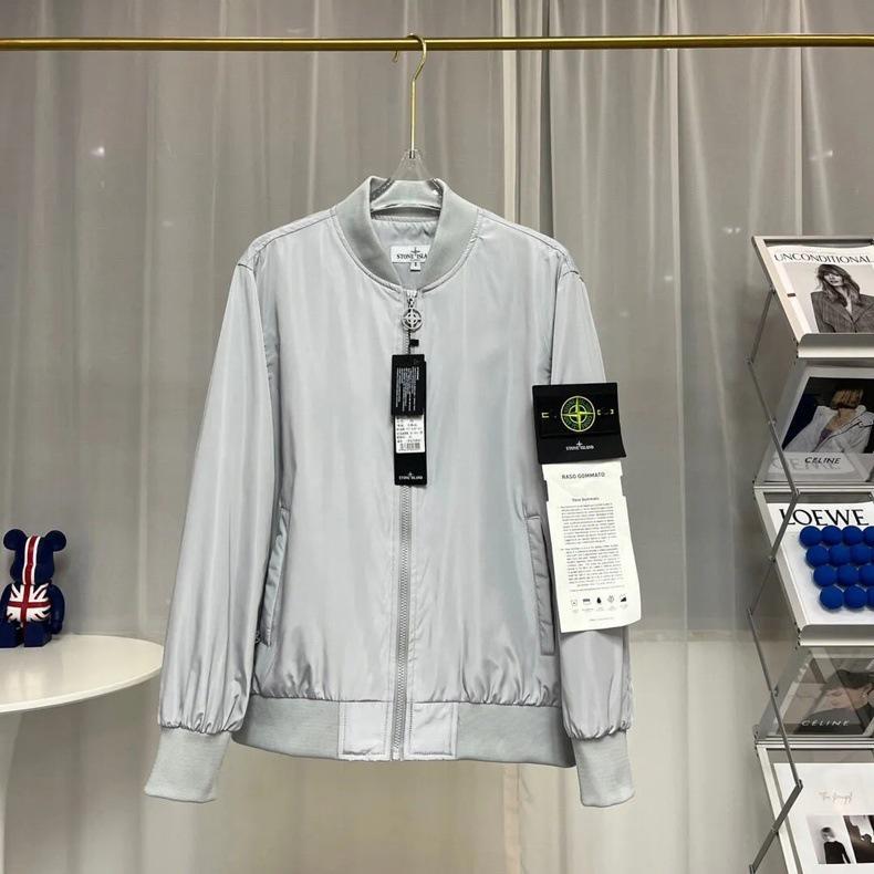 Stone Island Nadměrná velikost Pánská voděodolná pilotní bunda s velkým logem na zádech – Jednobarevná, Jaro/Podzim, Trendy evropský a americký styl