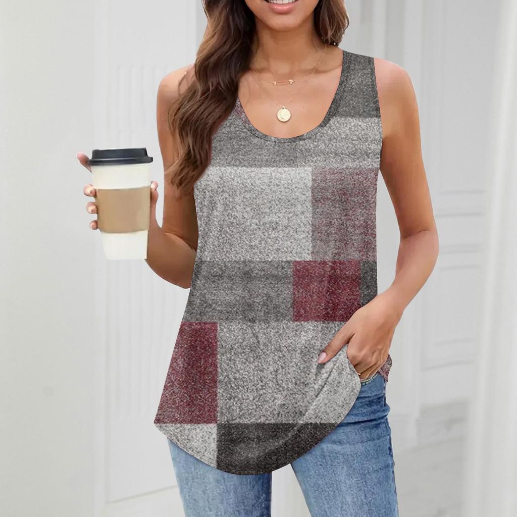 Damesinglet Jente Singlet Ensfarget Casual Topp Tanktopper For Kvinner Løstsittende Ermeløse Topper Ledig