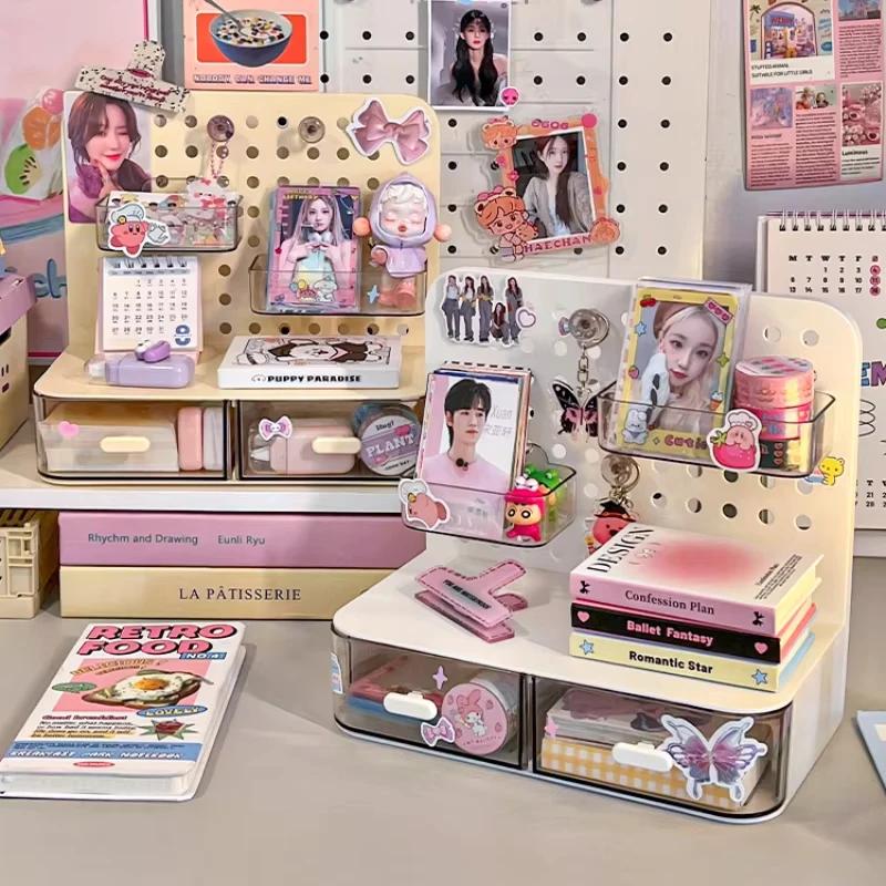 Cutie de Depozitare Tip Sertar cu Panou Perforat Cutie de Depozitare Carduri Foto Container de Plastic de Birou pentru Organizator Dormitor