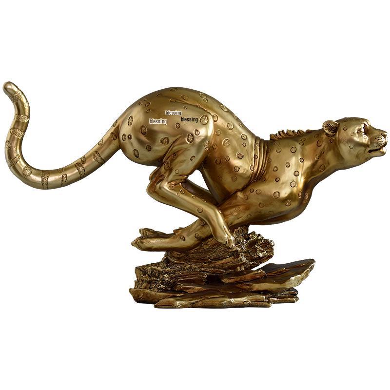 Gold Leopard Ornament: European Creative Art for Hotel and Office Entrances