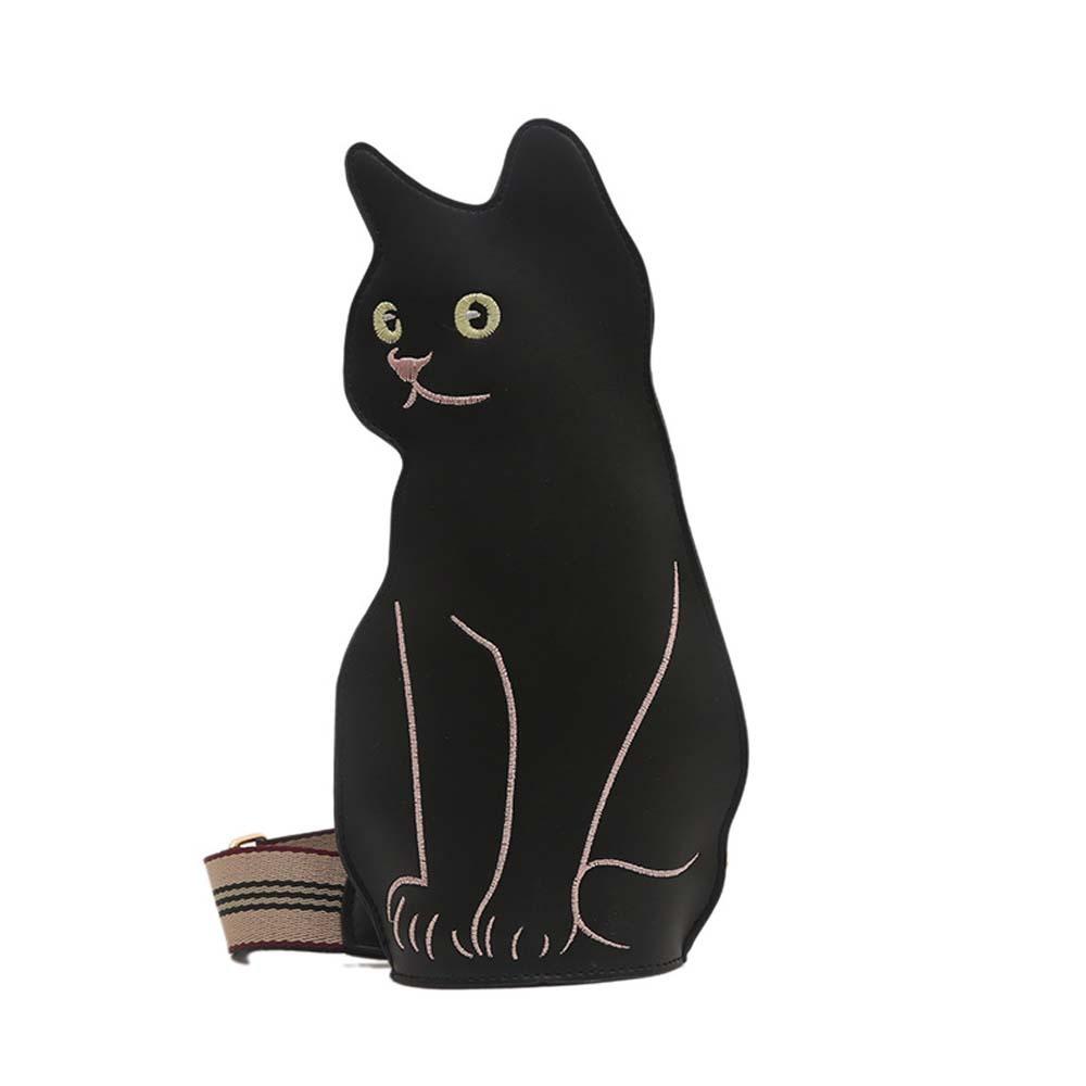 Cartoon Black Cat Chest Pouch Adjustable Strap Multi-functional Cat Shoulder Bag Anti-splash Water Large Capacity