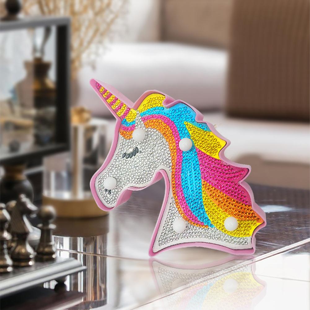 Creative DIY Full Drill Diamond Painting Horse Model LED Light Home Bedroom Decorative Animal Night