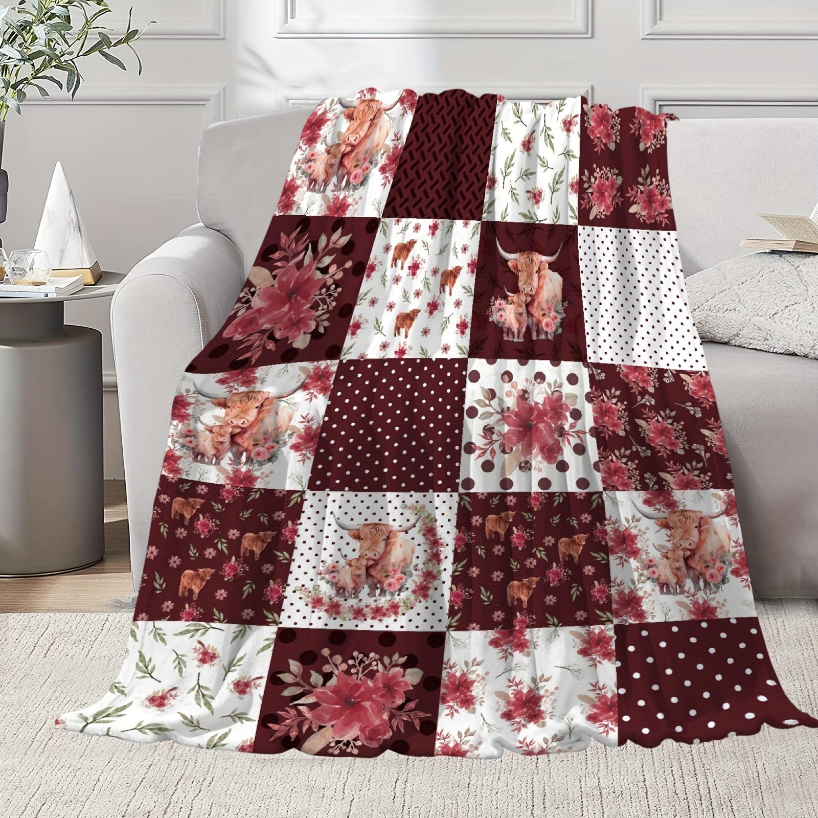 

Highland cattle digitalprinted polyester Bedroom velvet flannel soft sofa cover blanket Fleece soft sofa cover blankets 75x100cm