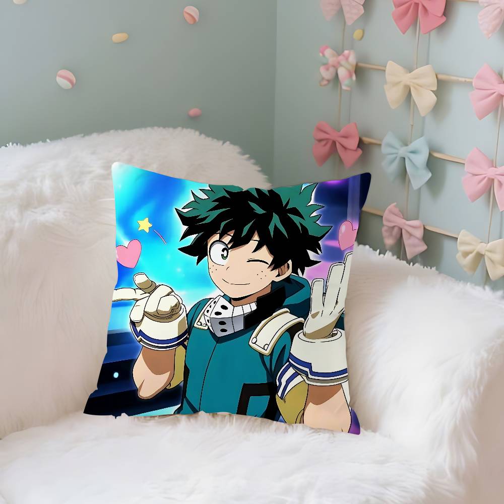 Anime Cute L-Izuku Midoriya Pillow Case Cushion Cover Soft Cute Throw Pillow Case For Car Sofa Pillowcase Polyester With Zipper