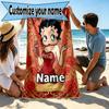Custom Name Personalized Betty Boop Print Beach Towel, for Trip Camping Beach Party Home Decor, Birthday Gift for Family & Friends