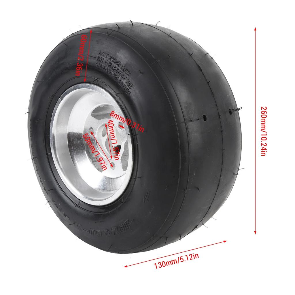Proof Long Lasting Enhanced Traction UTV Tire 4PR Tubeless 10x4.50-5 Wheel Tire Puncture for Go Kart for Drift Trike Lawn Mower
