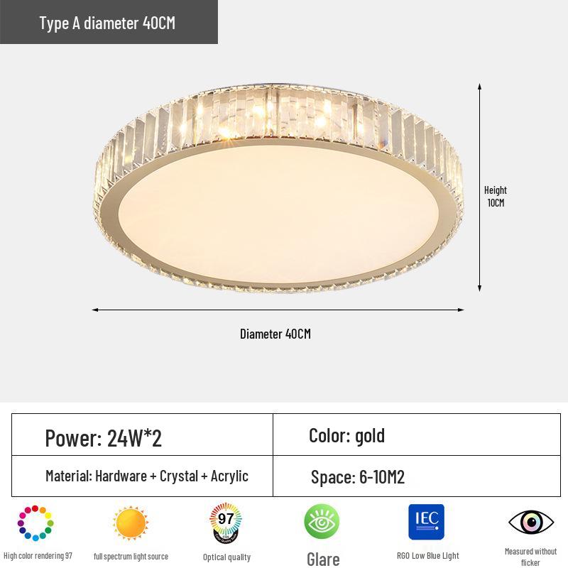 Modern Crystal Ceiling Light 2025: Sleek Living Room, Bedroom & Study Fixture Three Colors Light