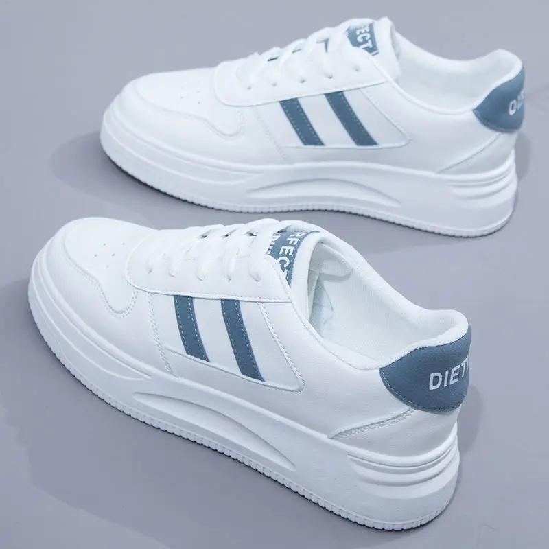 Damskie białe trampki jesienne sznurowane grube dno codzienne płaskie antypoślizgowe buty sportowe do chodzenia na zewnątrz buty deskorolkowe Sapatos Femininos
