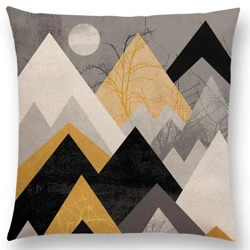 Neuer Sonnenaufgang Und Mond Verträumte Gipfel Farbenfrohe Berge Welt Abstraktes Geometrisches Muster Kissenbezug Auto Sofa Dekokissenbezug