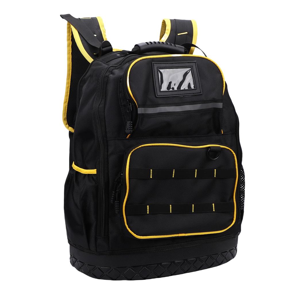 Werkzeugrucksack Mehrere Taschen Gepolstertes Laptopfach Oxford-Gewebe Harter Boden Werkzeugtasche mit Beutel Typ-C-Kabel