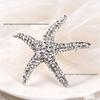 European Vintage Crystal Starfish Brooch – Elegant Women's Pin for Suits and Lapels