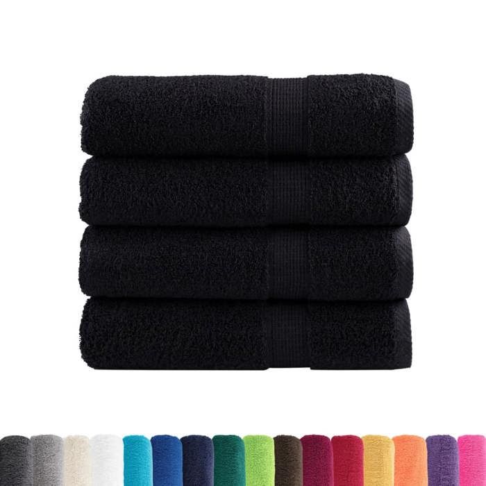 VidaXL Essuie-mains de Qualité Supérieure 4 pcs, Serviettes de Bain, Serviettes à Main, Débarbouillettes de Salle de Bain, 137426