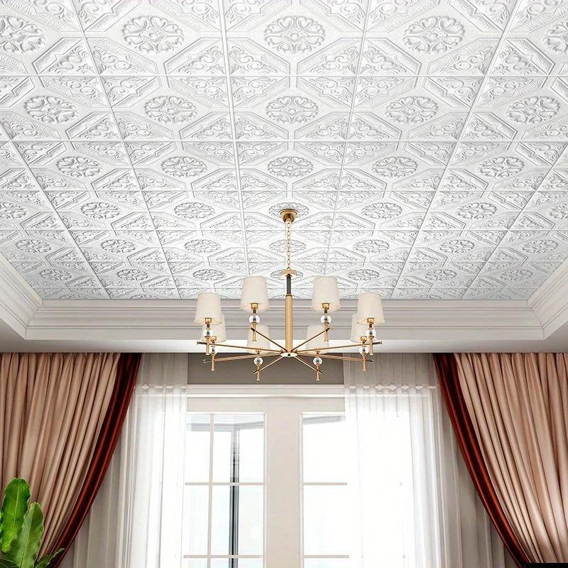 5-10pcs 35*35cm Ceiling Roof Wallpaper renovation Self-adhesive Bedroom 3D Waterproof Background Wall Wallpaper Home Decoration