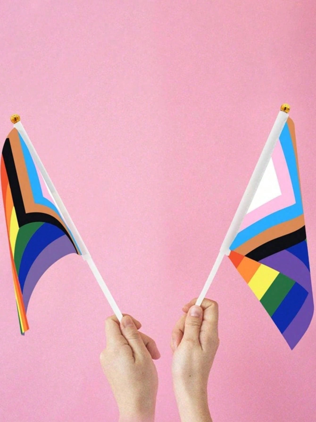 Forniture per Feste a Casa Bandierina a Mano Arcobaleno Bandierina da Tirare Arcobaleno LGBT 10 Pezzi 1 Set