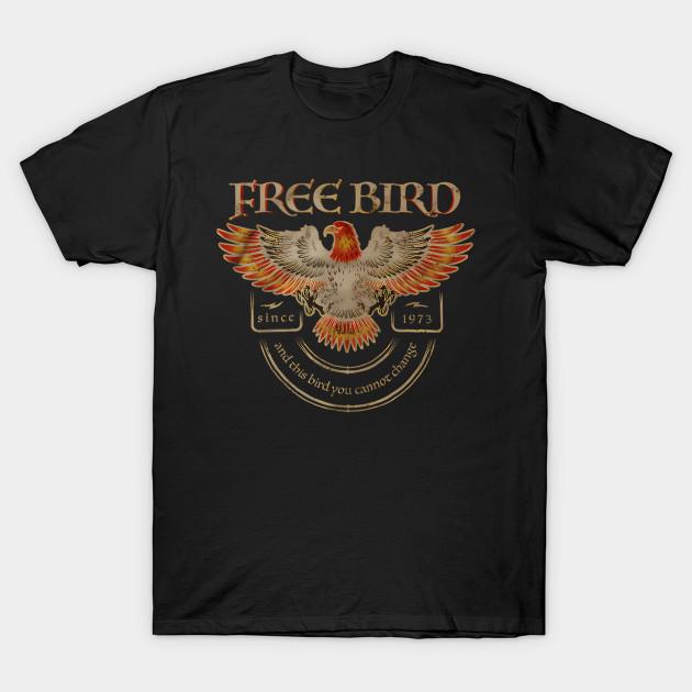 Men Black Print T-shirt Lynyrd Skynyrd Free Bird Vintage No-Cut Transfer Paper Print Cotton Tshirt M чёрный