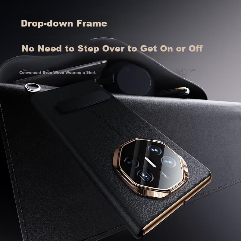 360° Rotating Stand Supports Wireless Fast Charging Classic Leather Flip Case for Huawei Mate X5 Phone, Window View Magnetic Ultra-Thin
