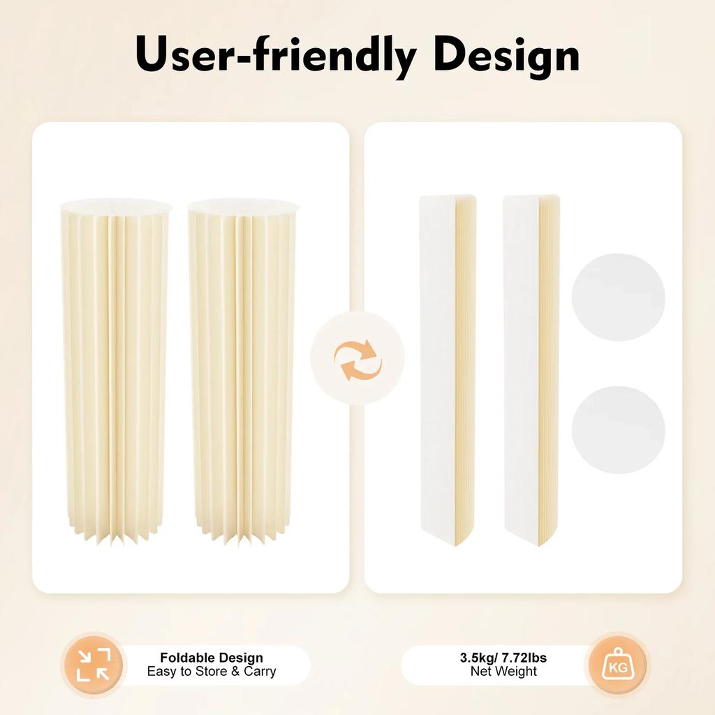 2-piece Wedding Cardboard Flower Column Vases, Foldable Cylindrical Base Vases with Acrylic Plate, Cylindrical Display