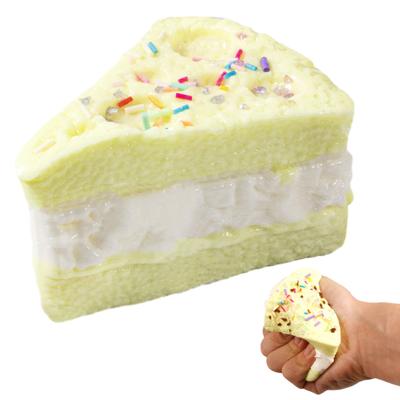 Simulated Food Squeeze Toy Anxiety Relief Stretchy Rice Cake Triangle Cheese Stress Toy Portable Fake Food Decompression Tools