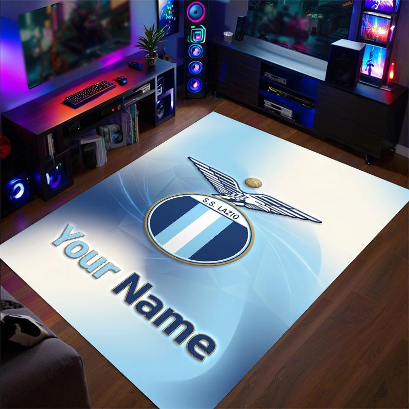 Tappeto in Velluto di Cristallo Stampa Lazio FC Testo Nome Personalizzato Tappetino Decorazione per la Casa