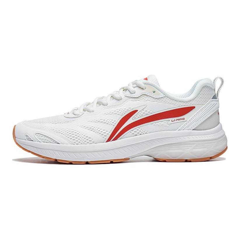 Li Ning Slip Resistant Abrasion Resistant Low top Casual Running Shoes Men's White Red ARXT011-5