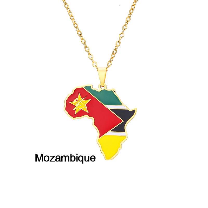 Edelstahl Afrikanische Karte Halskette: Elfenbeinküste, Ruanda, Ägypten, Uganda